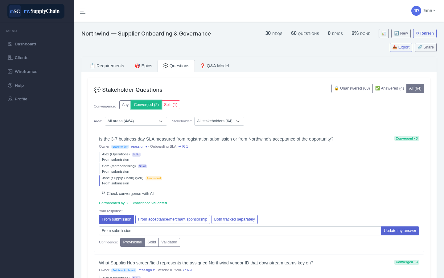 Converged answers auto-raised to Validated
